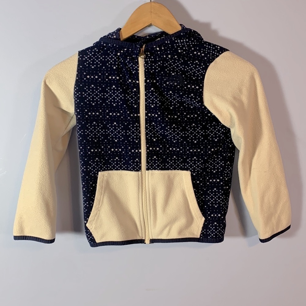 The north face navy off white abstract snowflake fleece zip up hoodie jacket 6